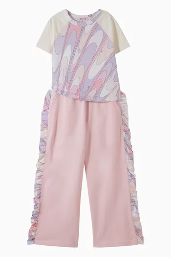 تي شيرت بطبعة تجريدية قطن