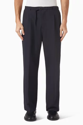 Pleat Belted Pants in Wool-blend
