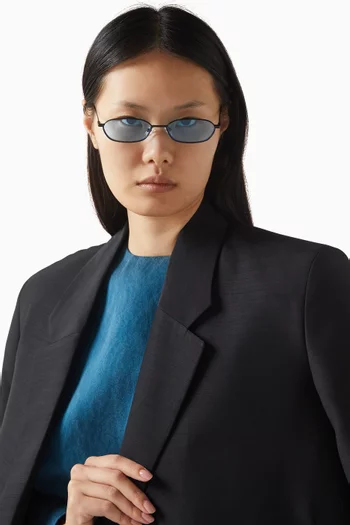 Niklaus Rectangle Sunglasses in Stainless Steel