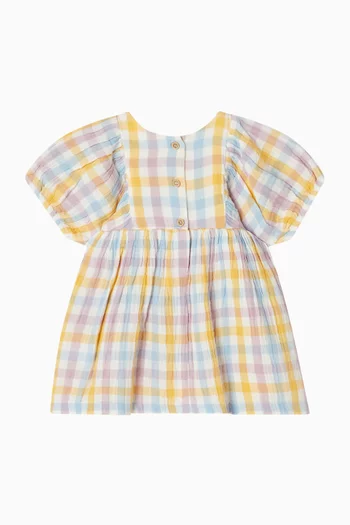 Check Gathered Dress