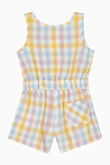 Check Jumpsuit in Organic Cotton Muslin