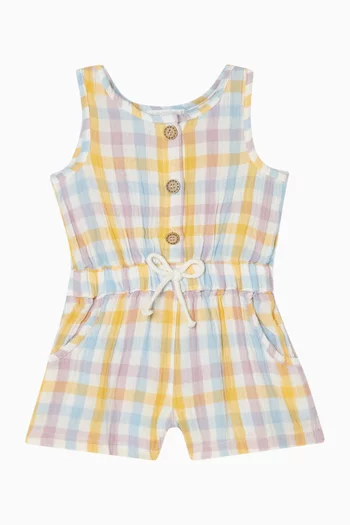 Check Jumpsuit in Organic Cotton Muslin