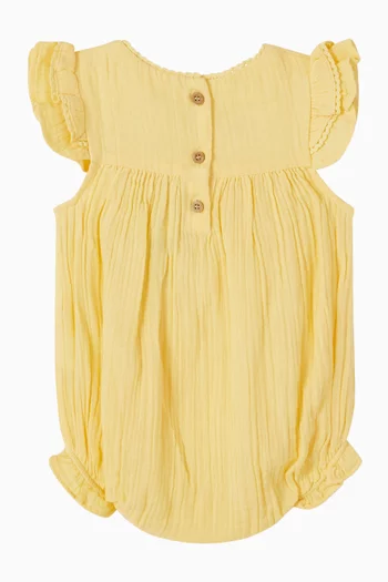 Embroidered Bodysuit in Organic Cotton Muslin