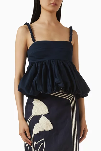 Somos Dos Peplum Top in Cotton Poplin