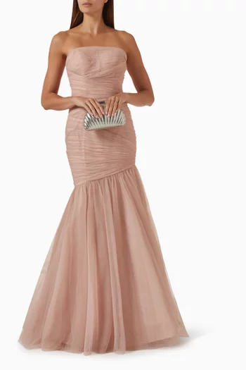 Pleated Mermaid Gown in Tulle