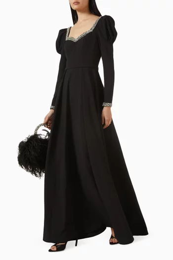 Crystal-embellished Gown in Crepe