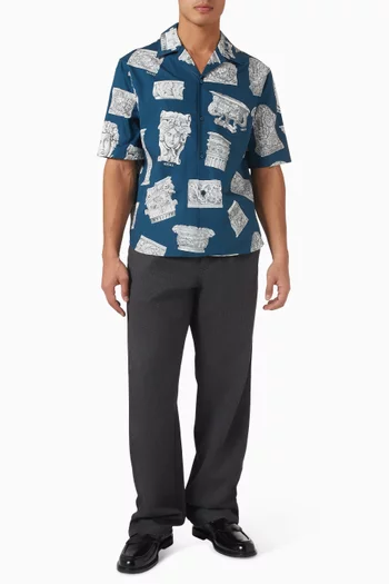 قميص بنقشة تماثيل ميدوسا قطن بوبلين