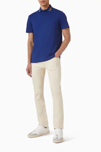 Embroidered Medusa Polo Shirt in Cotton