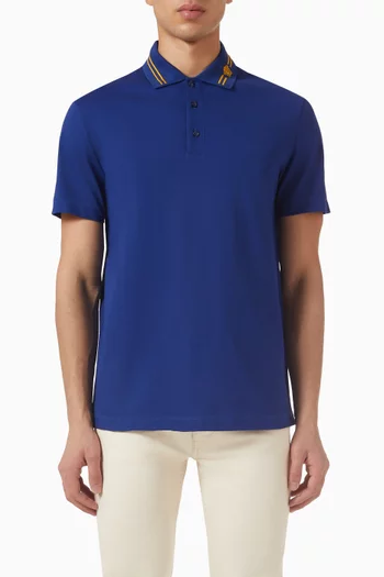 Embroidered Medusa Polo Shirt in Cotton