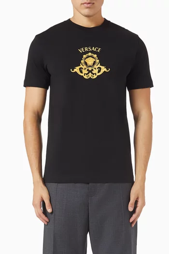 تي شيرت بقصة ضيقة ونقشة قطن