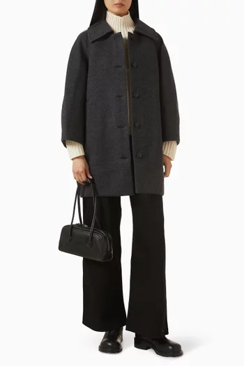 معطف مزيج صوف بقصة منحوتة