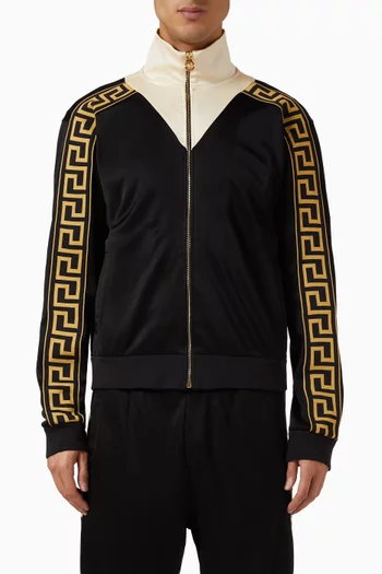 سويت شيرت بسحّاب ونقشة غريكا