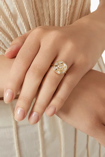 Farfasha Mother of Pearl & Diamond Shams Ring in 18kt Gold