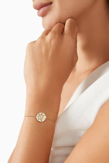 سوار فرفشة شمس مرصع بعرق لؤلؤ والماس ذهب عيار 18