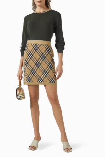 تي شيرت ماري بشريط بنقشة مربعات صوف