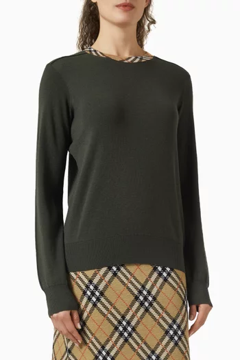 تي شيرت ماري بشريط بنقشة مربعات صوف