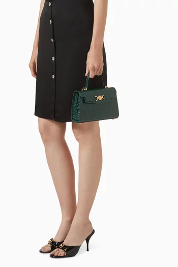 Small Medusa '95 Top-Handle Bag in Croc-embossed Leather