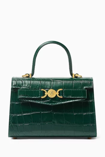 Small Medusa '95 Top-Handle Bag in Croc-embossed Leather