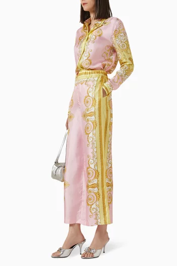 بنطال بنقشة باروكية فولار حرير وتويل