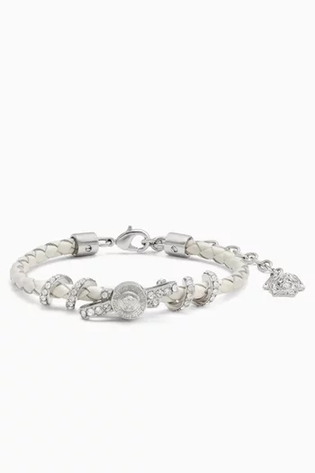 سوار جياني ريبون جلد ونحاس بلون فضي