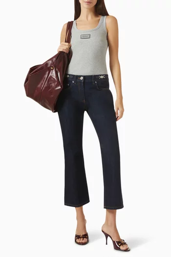 بلوزة بتصميم مضلع بلا أكمام قطن مطاطي