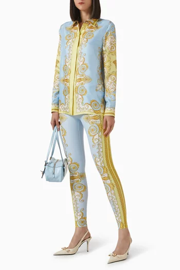 لغينغز بنقشة باروكية ليكرا غير لامع