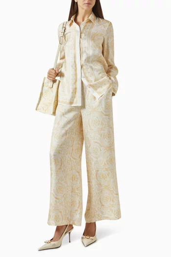 بنطال بنقشة باروكية 92‏ حرير تويل