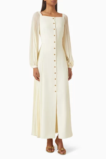 Square-neck Dress in Matte Satin