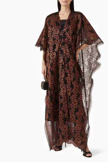 عباية بفتحة رقبة على شكل حرف V دانتيل أورجانزا