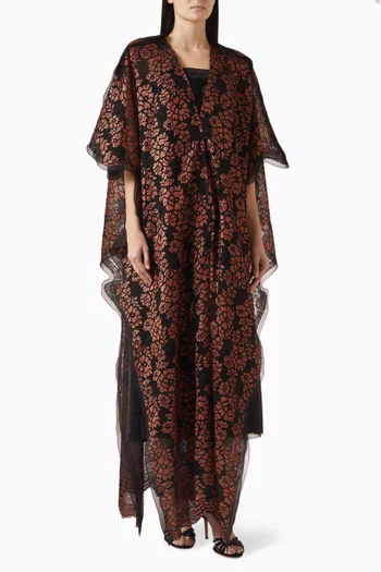 عباية بفتحة رقبة على شكل حرف V دانتيل أورجانزا