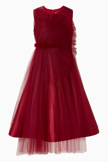 فستان بطيات مخطط