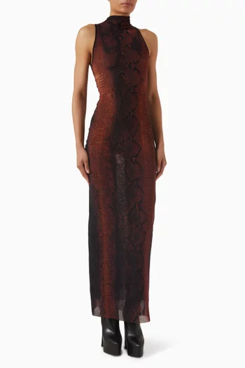 Python-print Dress in Mesh