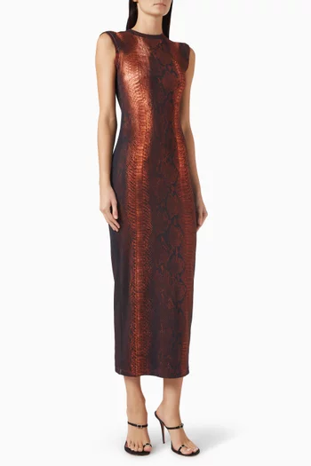 Python-print Dress in Cotton