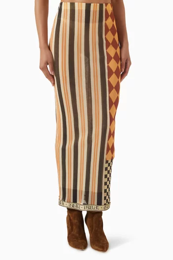 Patchwork-print Skirt in Mesh