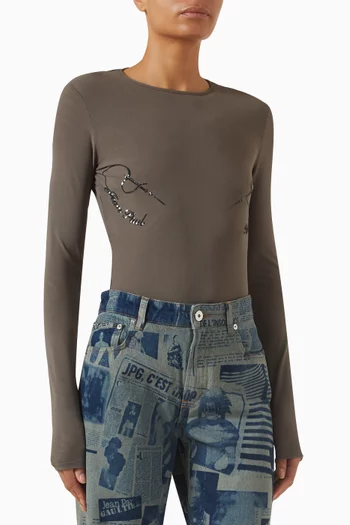 Crewneck Bodysuit in Mesh