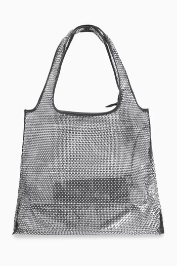 Crystal-embellished Market Tote Bag in Mesh