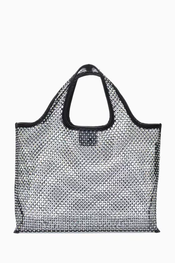 Mini Crystal-embellished Market Tote Bag in Mesh