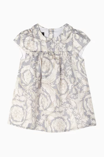 فستان بنقشة باروكية حرير تويل