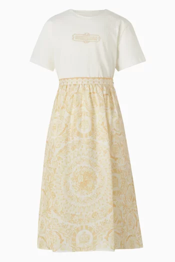 تنورة بنقشة باروكية حرير تويل