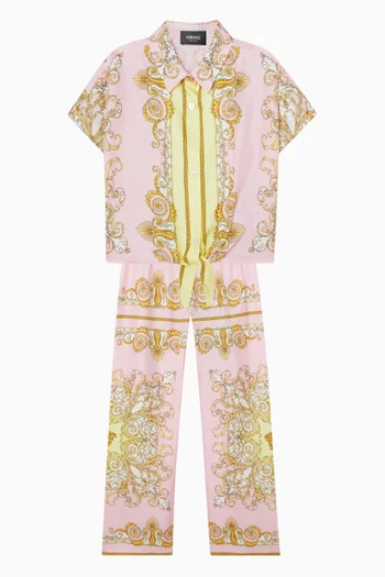 بنطال بنقشة باروكية حرير تويل