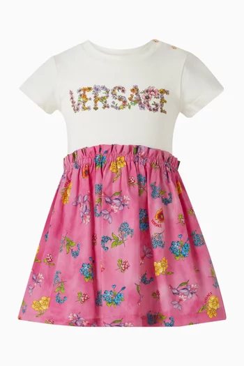 فستان جيرسيه وبولين بنقشة زهور 