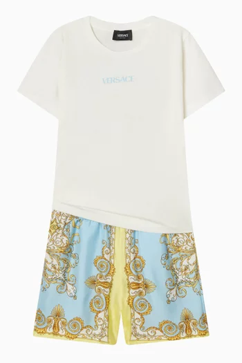 شورت بنقشة باروكية حرير تويل