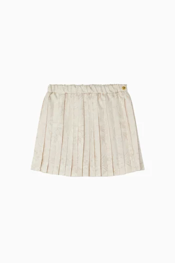 Barocco-print Pleated Skirt in Twill