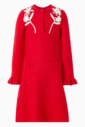 فستان بحافة مزينة بزهور 