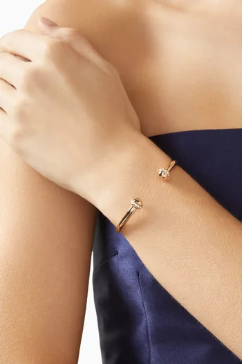 سوار مفتوح بوزيشن مرصع بالماس ذهب وردي عيار 18