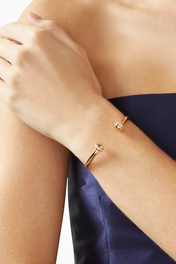 سوار مفتوح بوزيشن مرصع بالماس ذهب وردي عيار 18