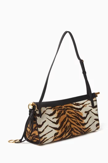 Medium Le Click East West Bag in Zebra-print Fur