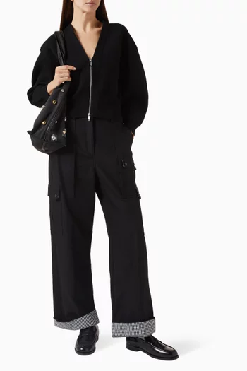 V-neck Zip Cardigan in Cotton