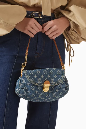 2000s Pleaty PM Shoulder Bag in Denim