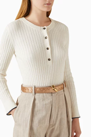 حزام أنديامو جلد لامع مجدول